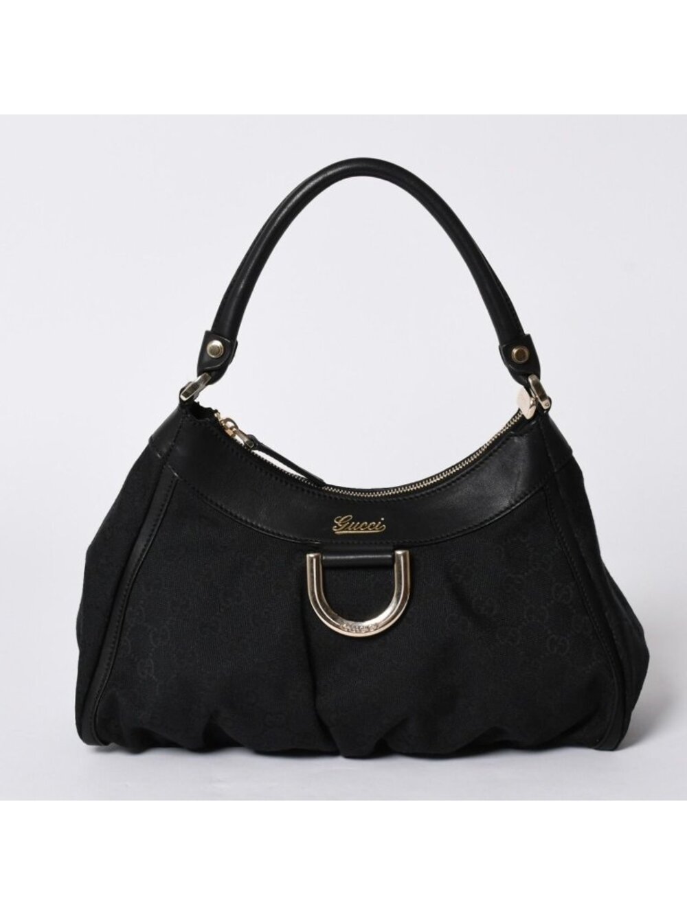 Gucci Abbey GG Canvas Shoulder Bag Leather Black